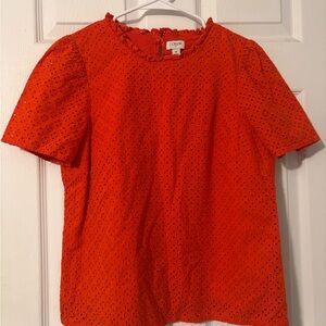 Women's Orange Eyelet Top